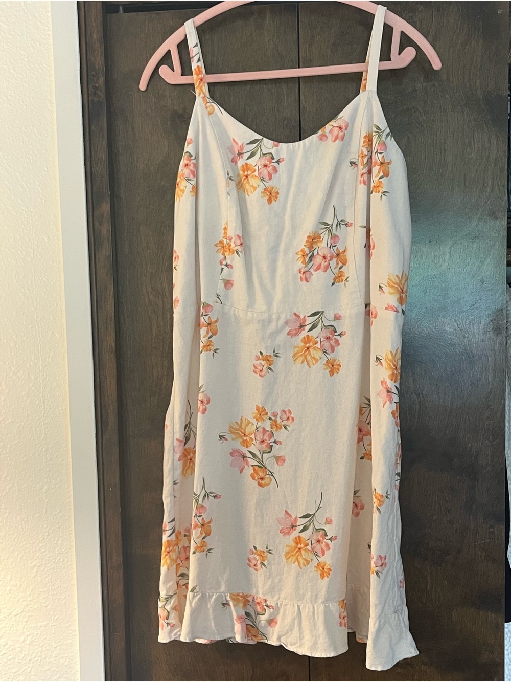 Old Navy Cream Floral Mini Dress with Pink and Yellow Flowers